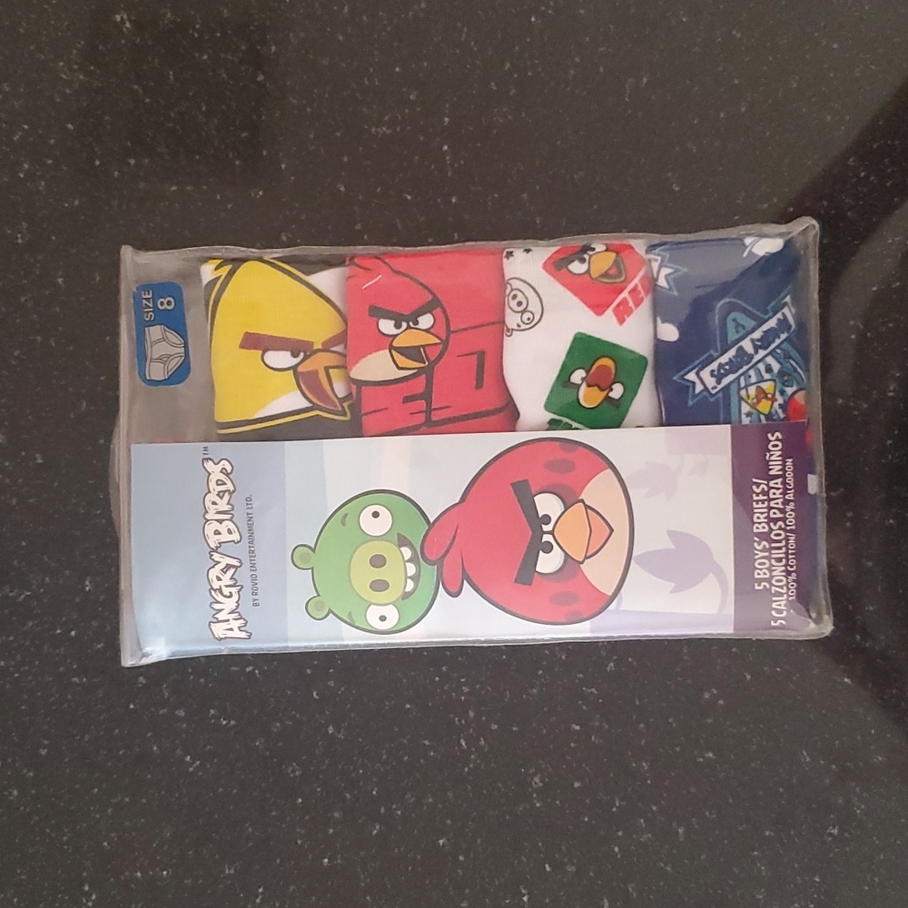 New Angry Birds Underwear Briefs Size 8, 4 Pairs
